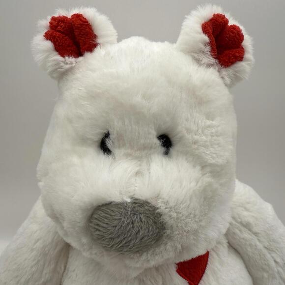 Mary Meyer Marshmallow Kisses Teddy Bear 14" Plush White Red Heart Plush - Picture 8 of 9